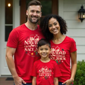 1. Camiseta FAMILIA Navidad roja x3