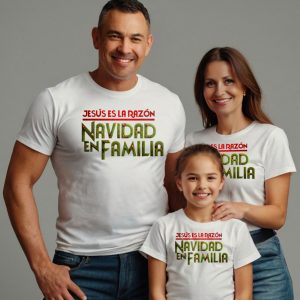 3. Camiseta FAMILIA Navidad en familia blanca x3